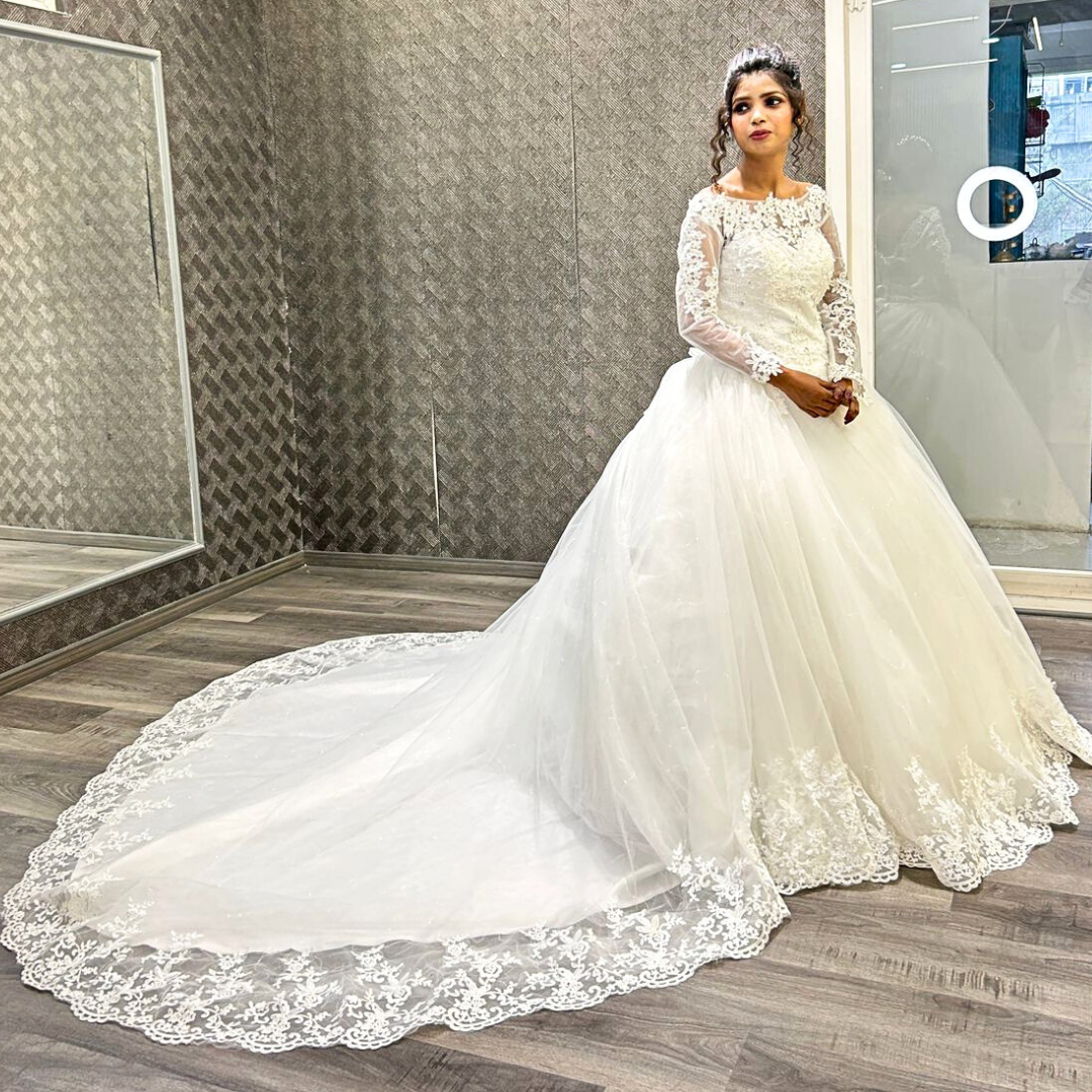 GownLink Christian and Catholic Bridal White Wedding Dress GLHSD189T
