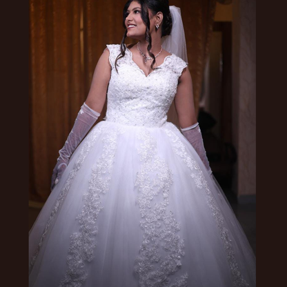 GownLink Royal White Catholic Wedding Train Gown for Church Brides GLGT048-T