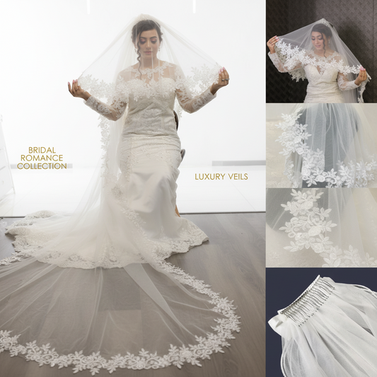 GownLink Bridal Short and Long Veil with Comb for Christian & Catholic Wedding GLVHM-3
