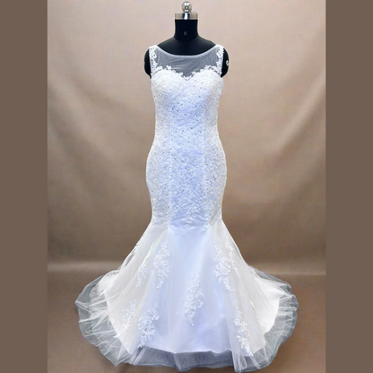 GownLink Elegant Mermaid Wedding Gown with Sleeves Christian & Catholic Bridal Dress for Church Ceremony GLD290