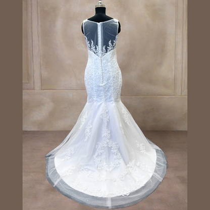 GownLink Elegant Mermaid Wedding Gown with Sleeves Christian & Catholic Bridal Dress for Church Ceremony GLD290