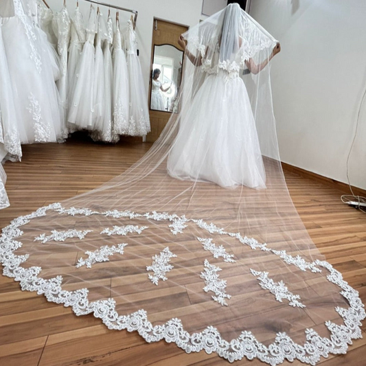 Gownlink Long Shimmer Bridal Veil Cathedral Christian & Catholic Wedding GLVHM-9