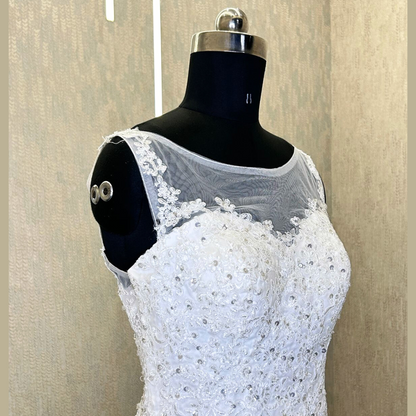 GownLink Elegant Mermaid Wedding Gown with Sleeves Christian & Catholic Bridal Dress for Church Ceremony GLD290