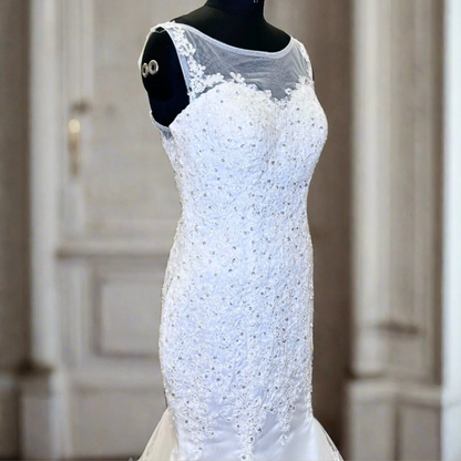 GownLink Elegant Mermaid Wedding Gown with Sleeves Christian & Catholic Bridal Dress for Church Ceremony GLD290