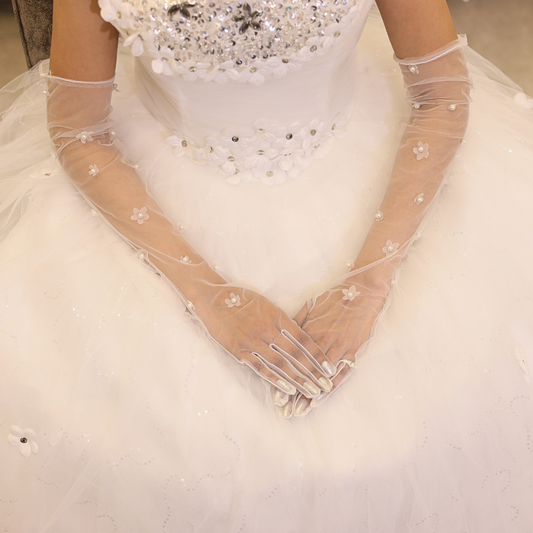 GownLink's Radiant Bridal Gloves for Christian & Catholic Wedding G100