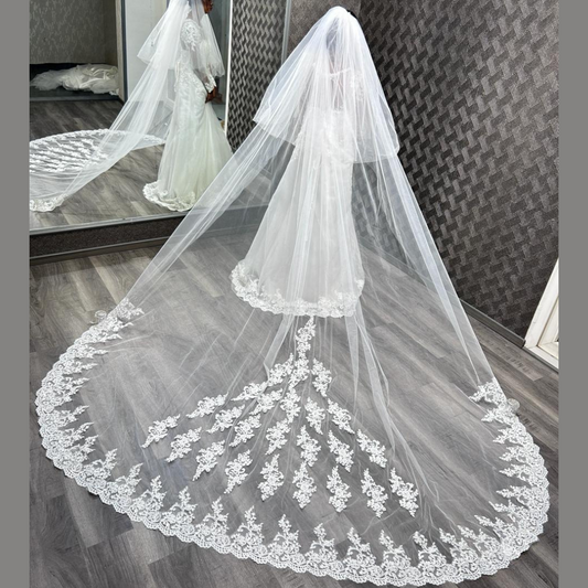 GownLink's Exquisite 3.5m Long 80 Inch Width Bridal Veil for Christian & Catholic Wedding GLAVL008