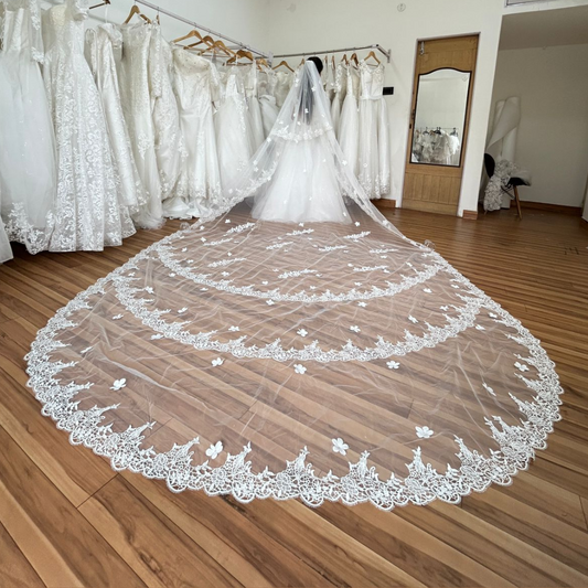 GownLink Long Cascading Bridal 5mtr Veil with Comb for Christian & Catholic Weddings GLJAV06654