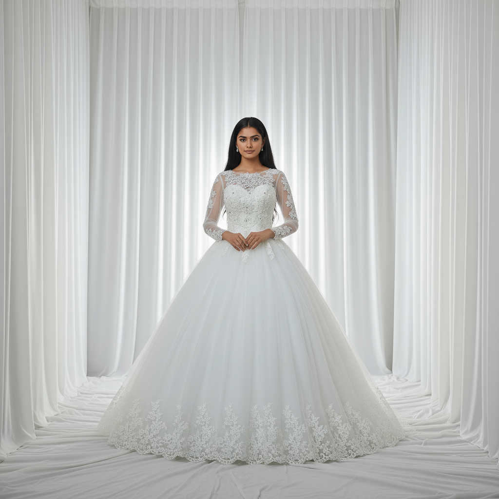 GownLink White Bridal Ball Gown for Christian & Catholic Weddings GLHSD189CB