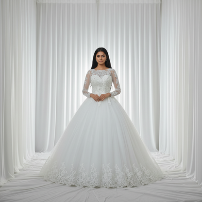 GownLink White Bridal Ball Gown for Christian & Catholic Weddings GLHSD189CB