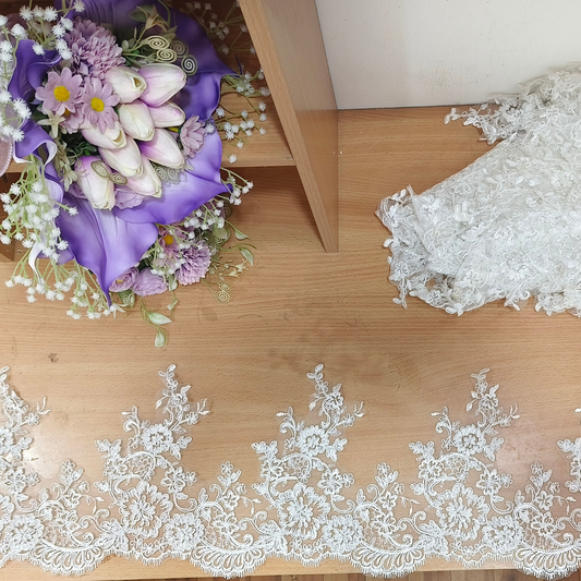 GownLink - FSM Beautiful White sign lace Border for Wedding Gown