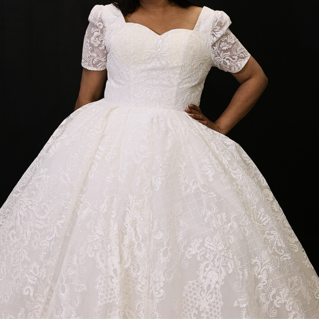 GownLink Classic White Wedding Ball Gown with High Neck Style GLGT166B