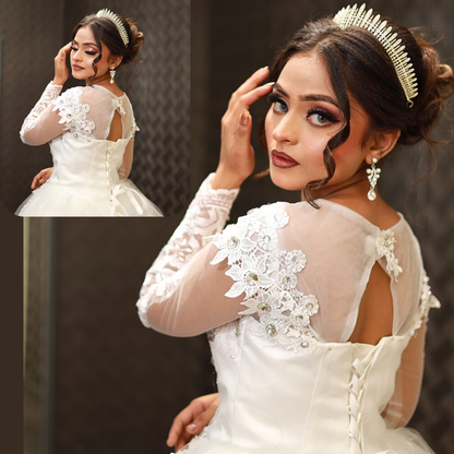 GownLink Elegant White Bridal Ball Gown with Rhinestone for Christian Catholic Brides GLHMD16050083B
