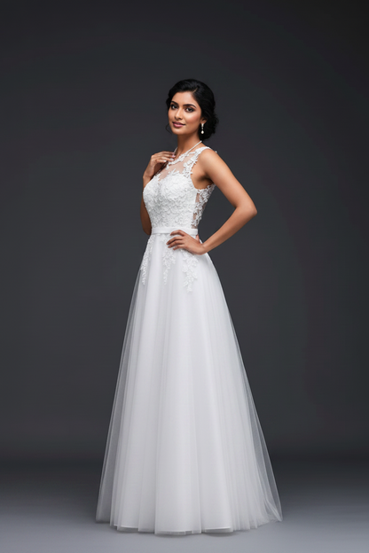 GownLink White Bridal A Line Gown for Church Wedding Bride GLCPS733