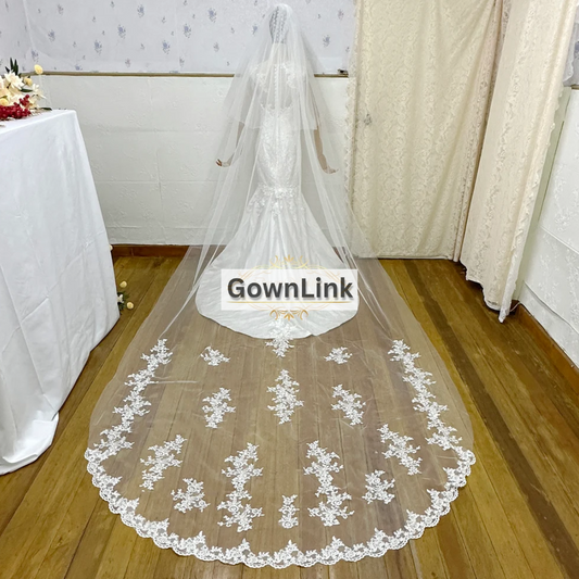 GownLink Bridal Long Veil Comb for Christian & Catholic Weddings GLVL-22