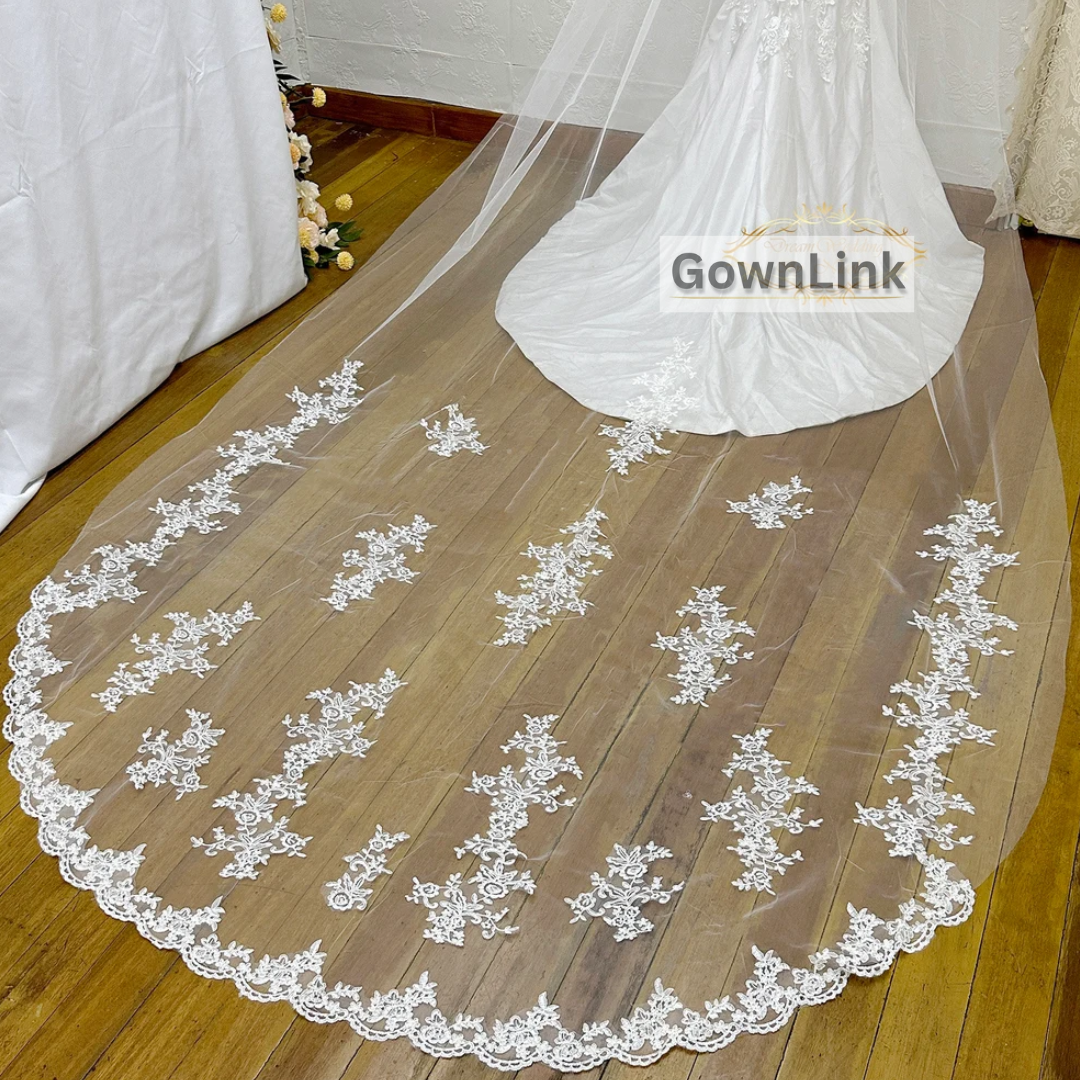 GownLink Bridal Long Veil Comb for Christian & Catholic Weddings GLVL-22