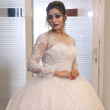 White Wedding Train Gowns for the High-End Christian Bride GLGT179T