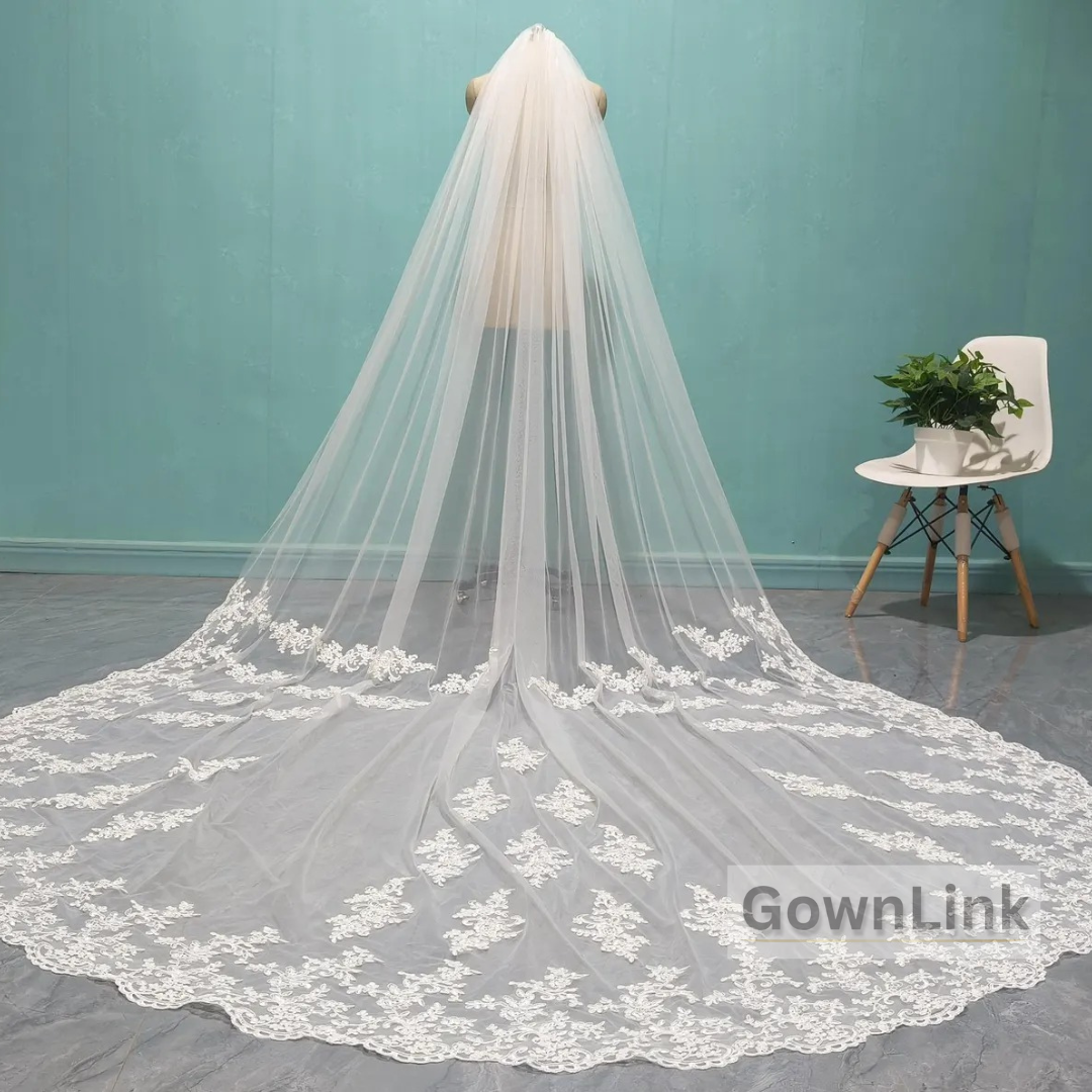 GownLink Bridal Long Veil Comb for Christian & Catholic Weddings GLVL-24