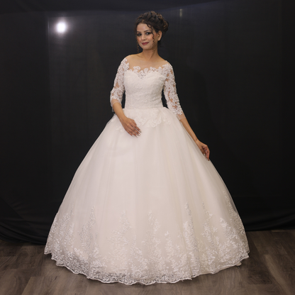 GownLink Designer Christian Wedding Gown for Catholic Bride White Bridal Gown with Elegant Finish GLD30B