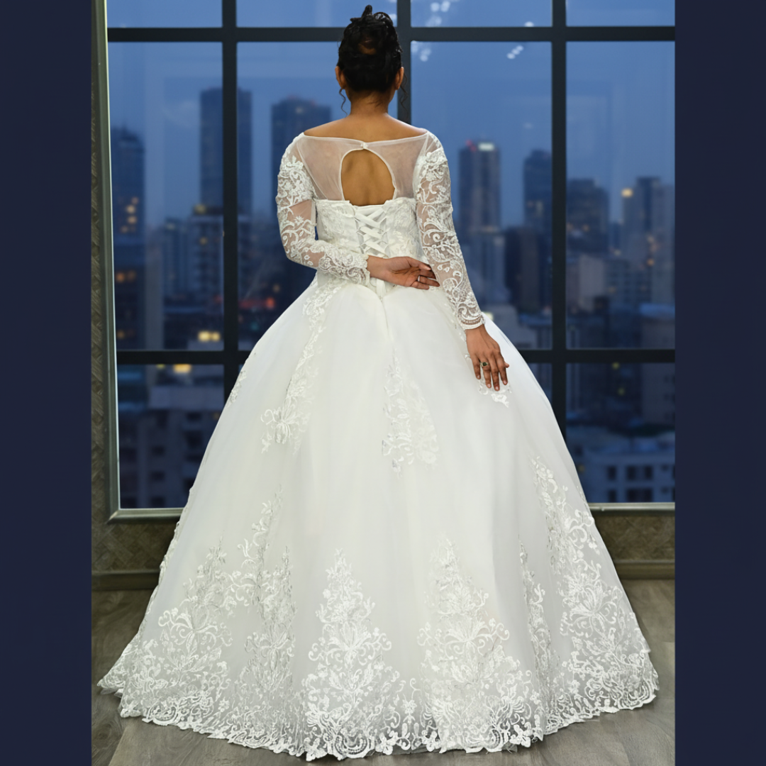 GownLink Royal White Bridal Princess Gown for Christian Catholic Brides Wedding Gown GLVLQD10B
