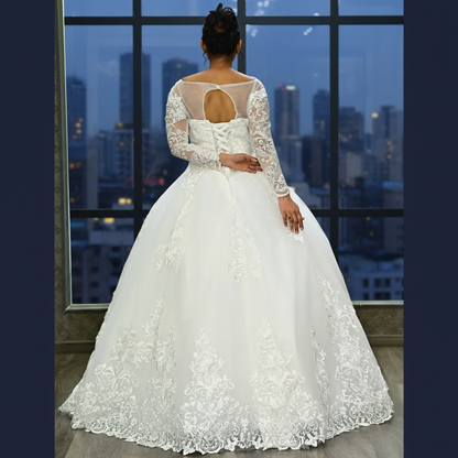 GownLink Royal White Bridal Princess Gown for Christian Catholic Brides Wedding Gown GLVLQD10B
