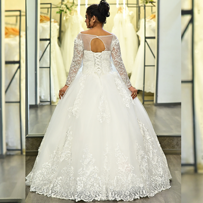 GownLink Royal White Bridal Princess Gown for Christian Catholic Brides Wedding Gown GLVLQD10B