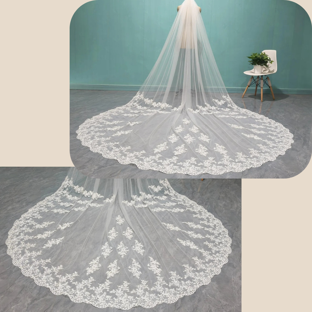 GownLink Bridal Long Veil Comb for Christian & Catholic Weddings GLVL-24