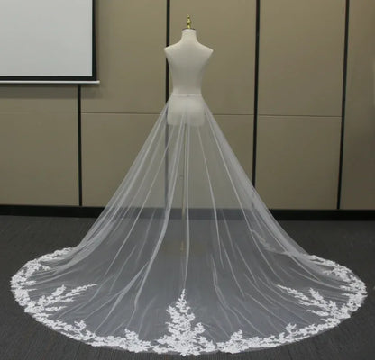 Gowlink,s Wedding Detachable Train Long Tutu Maxi Lace Opening Front Skirt - GownLink