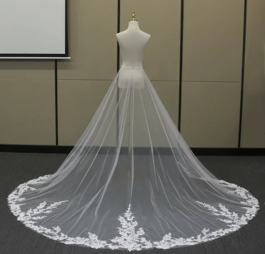 Gowlink,s Wedding Detachable Train Long Tutu Maxi Lace Opening Front Skirt - GownLink