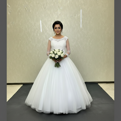 GownLink White Church Wedding Bridal Ball Gown for Christian & Catholic Weddings GLHSD588-B