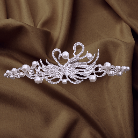 Elegance Redefined Mesmerizing Bridal Peacock Crown with Pearls of Love by  GownLink