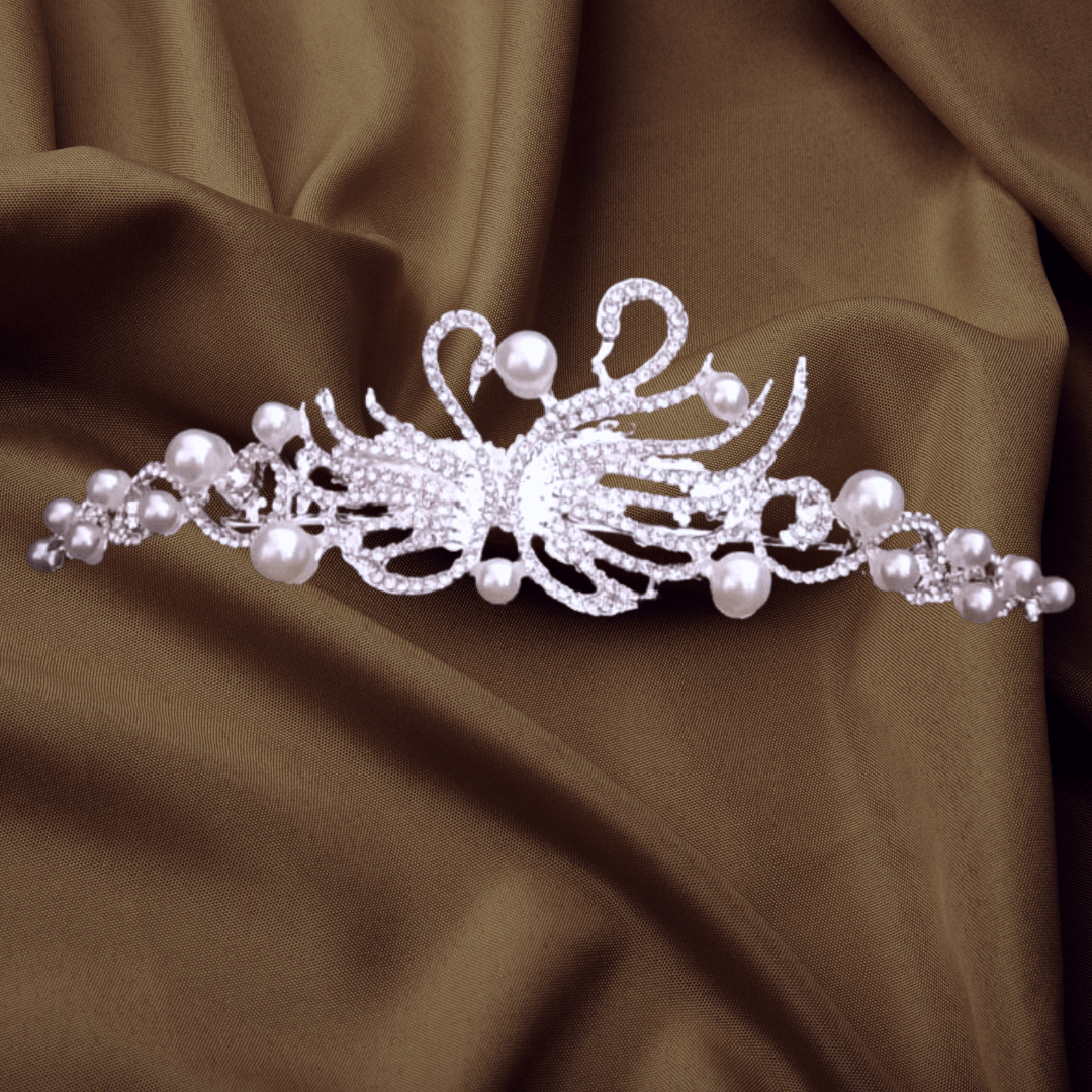 Elegance Redefined Mesmerizing Bridal Peacock Crown with Pearls of Love by  GownLink