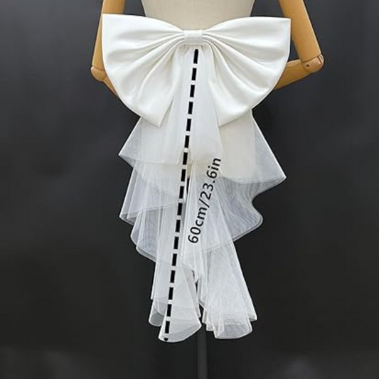 Close-up of fabric detail on Detachable Satin Bow — GownLink GLDSNB-1M