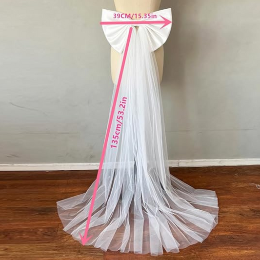 GownLink,s  Detachable Satin Bow for Wedding Dress Bowknot with long Bow