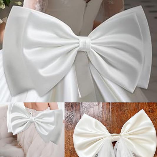 GownLink,s  17.8" Big Bow for Wedding Dress Detachable Double Satin Bow Belt for Bride Woman