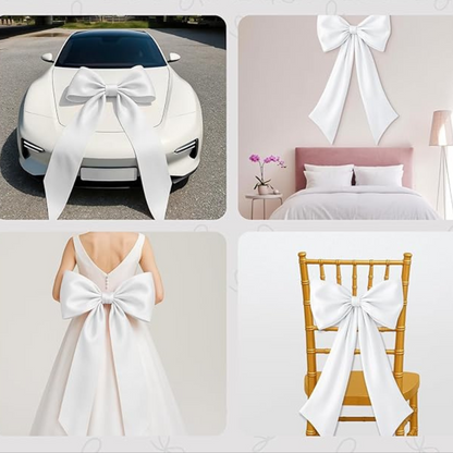 GownLink,s  White Bow Decor 2 Pack,Large & Small White Coquette Room Backdrop Wall Decor for Bachelorette Baby Shower Bridal Shower Bow Birthday Decorations