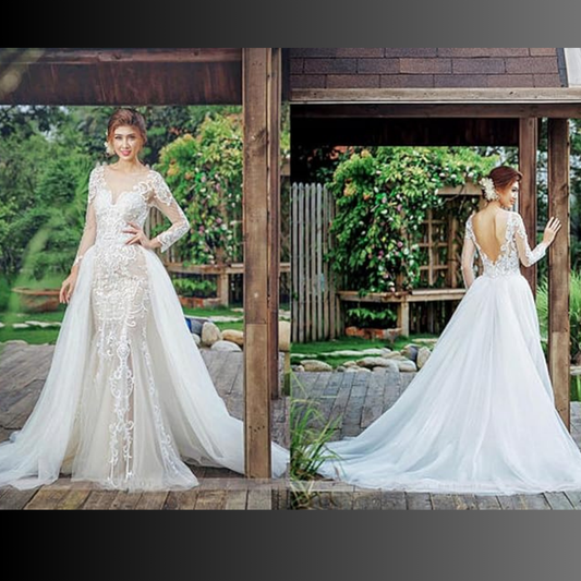 Gowlink,s  Wedding Detachable Train Long Skirt