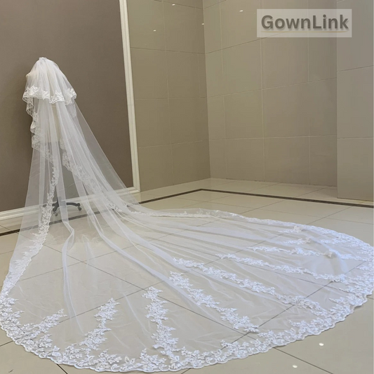 GownLink Bridal Long Veil Comb for Christian & Catholic Weddings GLVL-25