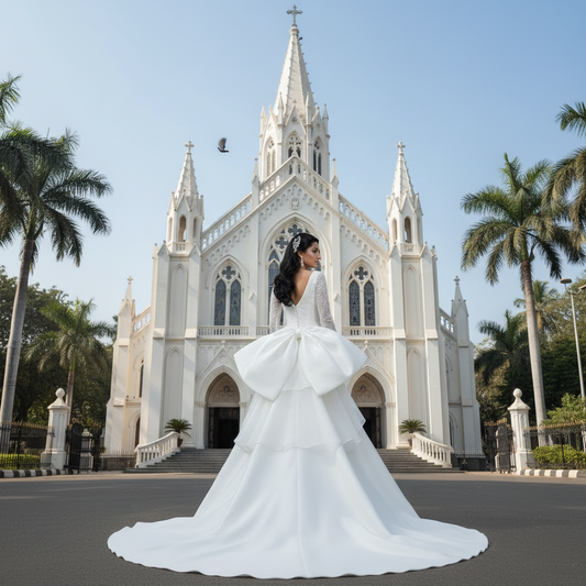 Front view of Long Detachable Princess Bow for Wedding Dress — GownLink BOW