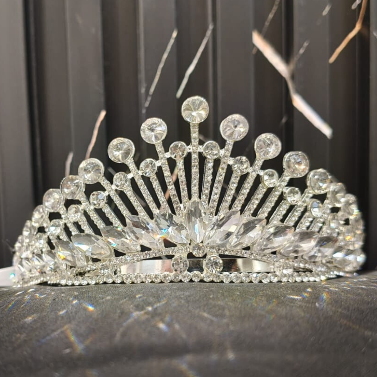 GownLink Silver Crystal Tiara Crown Headband Princess Elegant Crown C-50