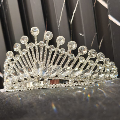 GownLink Silver Crystal Tiara Crown Headband Princess Elegant Crown C-50