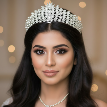 GownLink Silver Crystal Tiara Crown Headband Princess Elegant Crown C-47