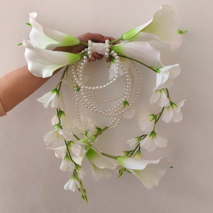 GownLink's Majestic Harmony Elegant Bridal Bouquet with green and white Flowers B-butterfly