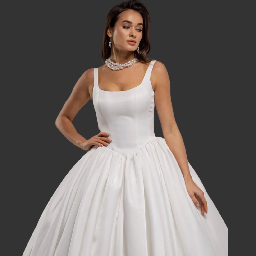 GownLink Satin Train Bridal Wedding Gown for Christian & Catholic Weddings GLHMST15