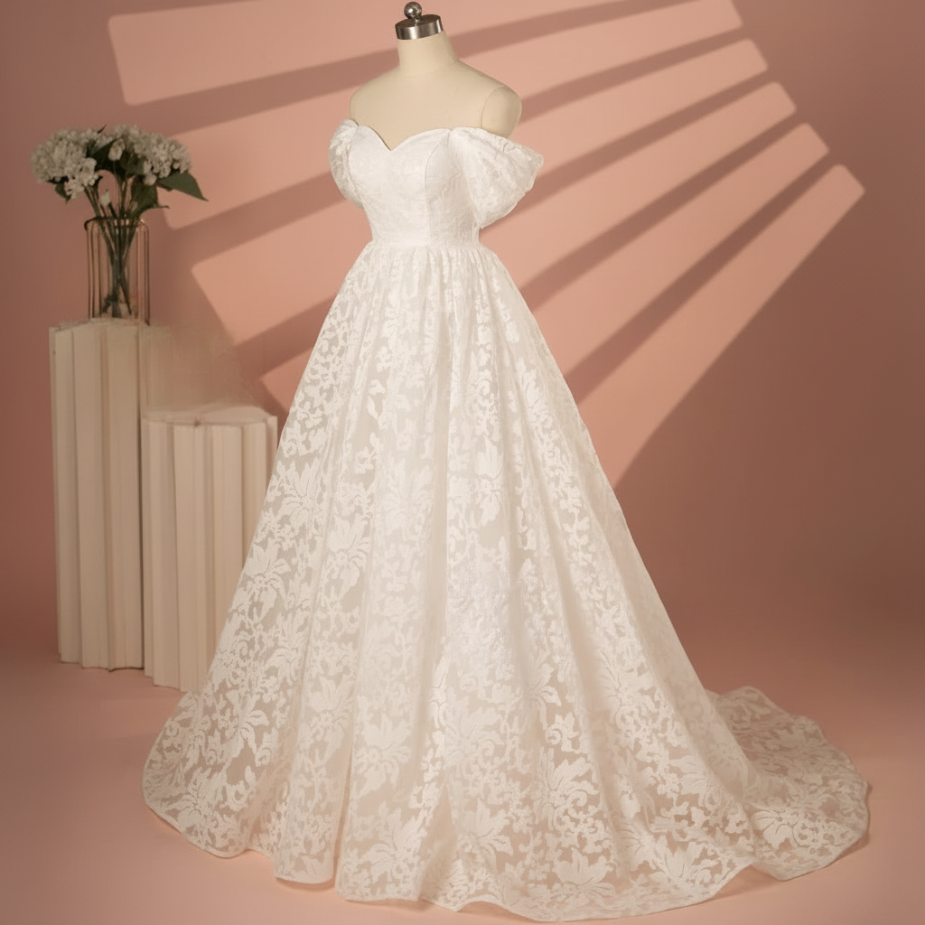 GownLink Satin Train Bridal Wedding Gown for Christian & Catholic Weddings GLGT167