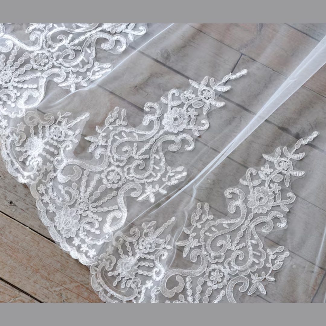Gownlink's  Radiant Elegance Cathedral White Long 2 Layer Bridal Veil For Christian & Catholic Wedding GLV20
