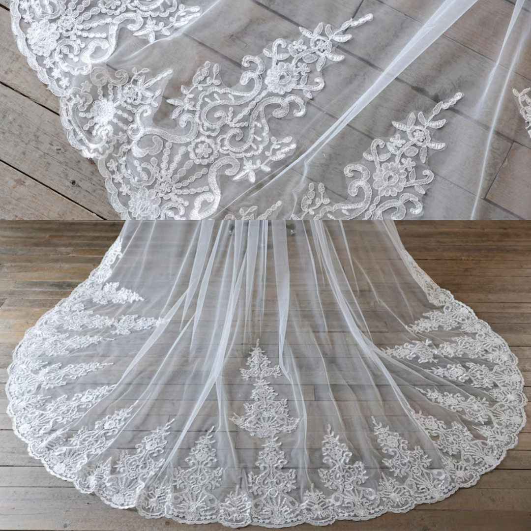 Gownlink's  Radiant Elegance Cathedral White Long 2 Layer Bridal Veil For Christian & Catholic Wedding GLV20