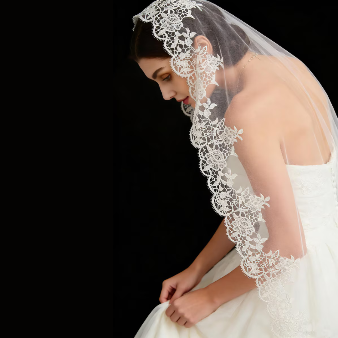 GownLink Cathedral Bridal Long Veil with Front Face Layer & Comb for Christian & Catholic Weddings GLVCP14
