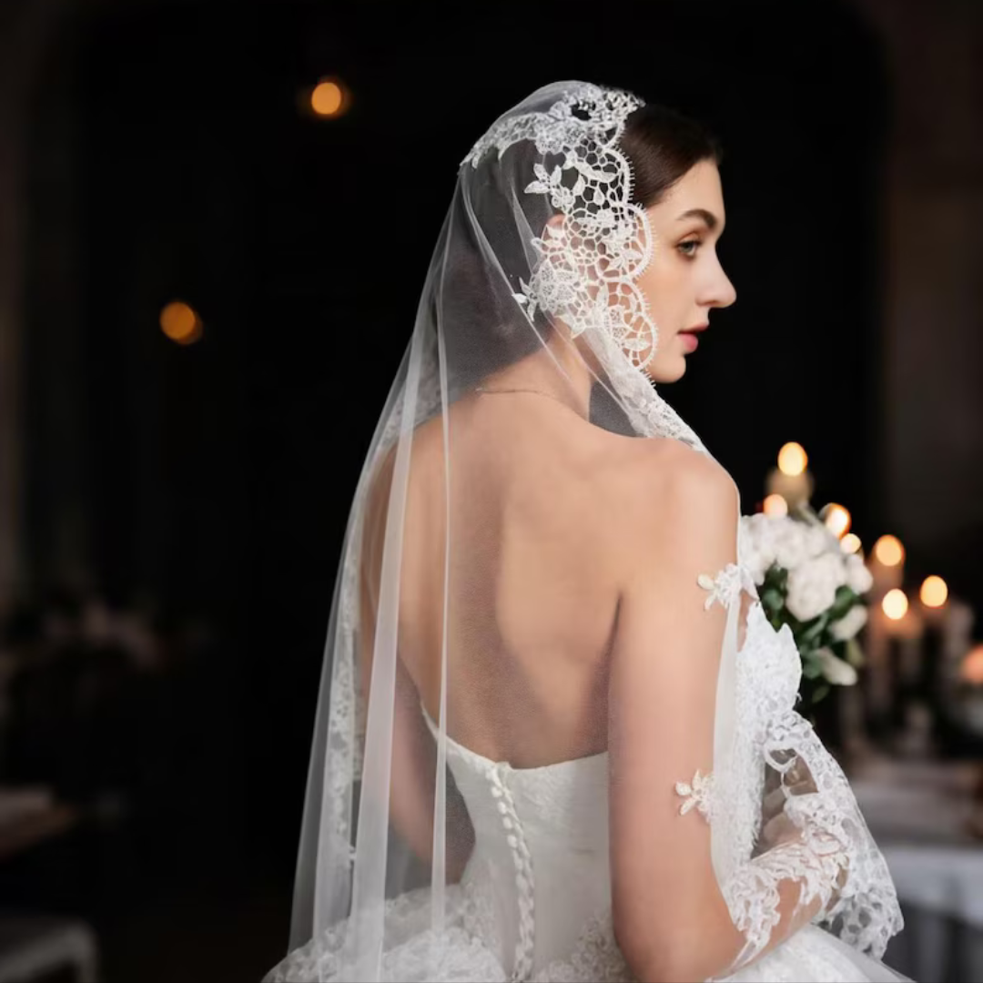 GownLink Cathedral Bridal Long Veil with Front Face Layer & Comb for Christian & Catholic Weddings GLVCP14