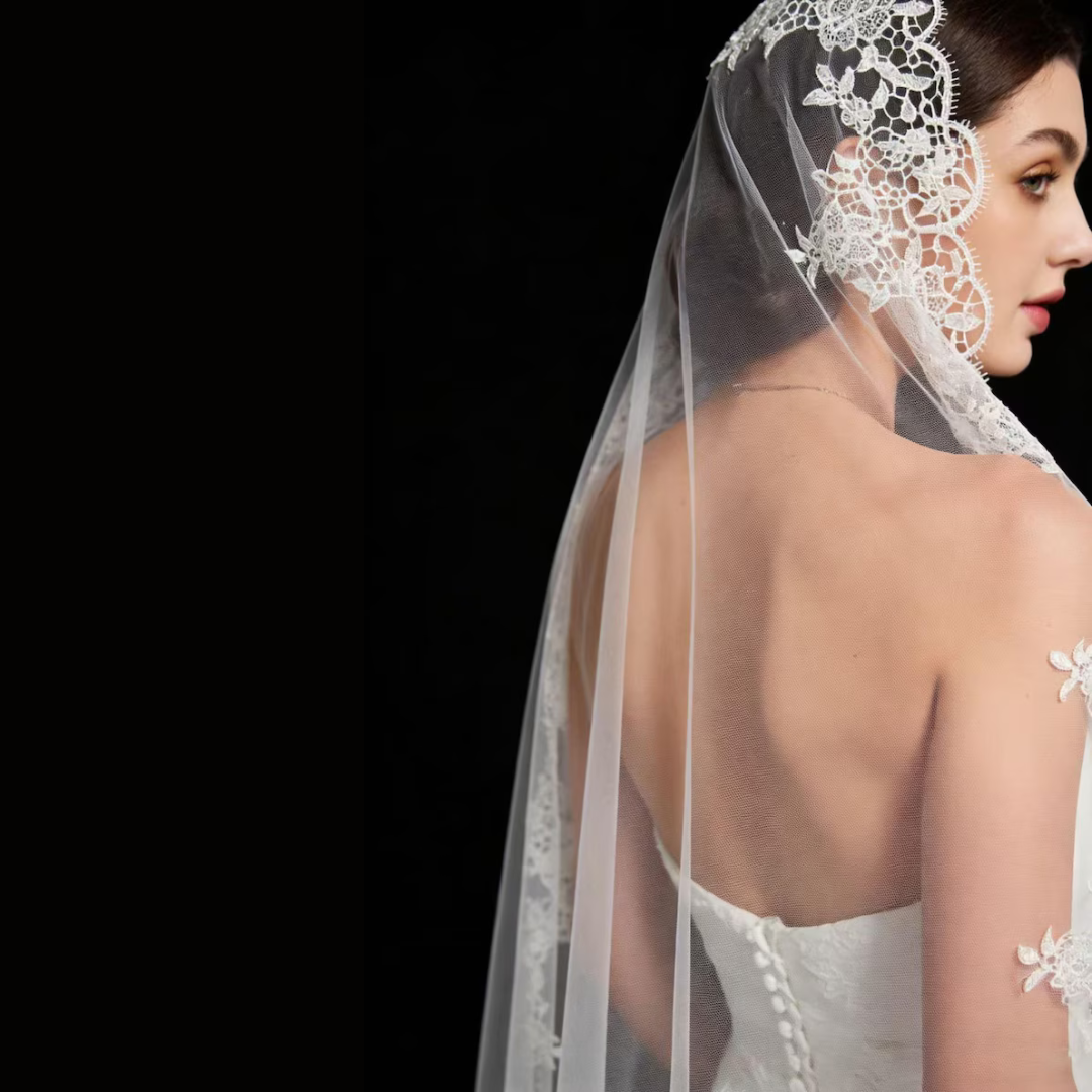 GownLink Cathedral Bridal Long Veil with Front Face Layer & Comb for Christian & Catholic Weddings GLVCP14
