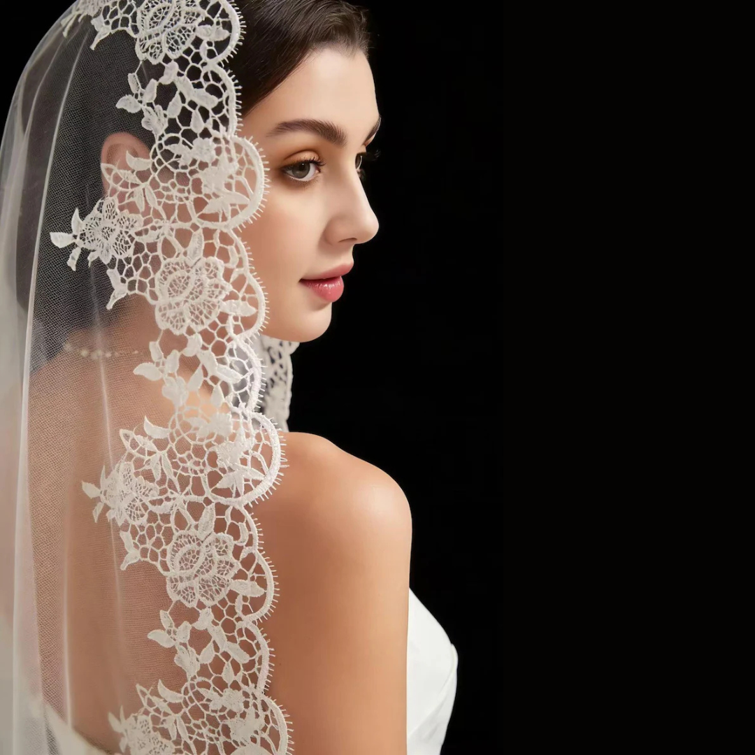 GownLink Cathedral Bridal Long Veil with Front Face Layer & Comb for Christian & Catholic Weddings GLVCP14